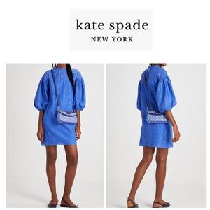 Kate Spade Floral Eyelet Puff Sleeve Dress in Blue 10